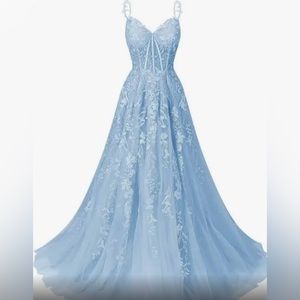 Blue formal dress.